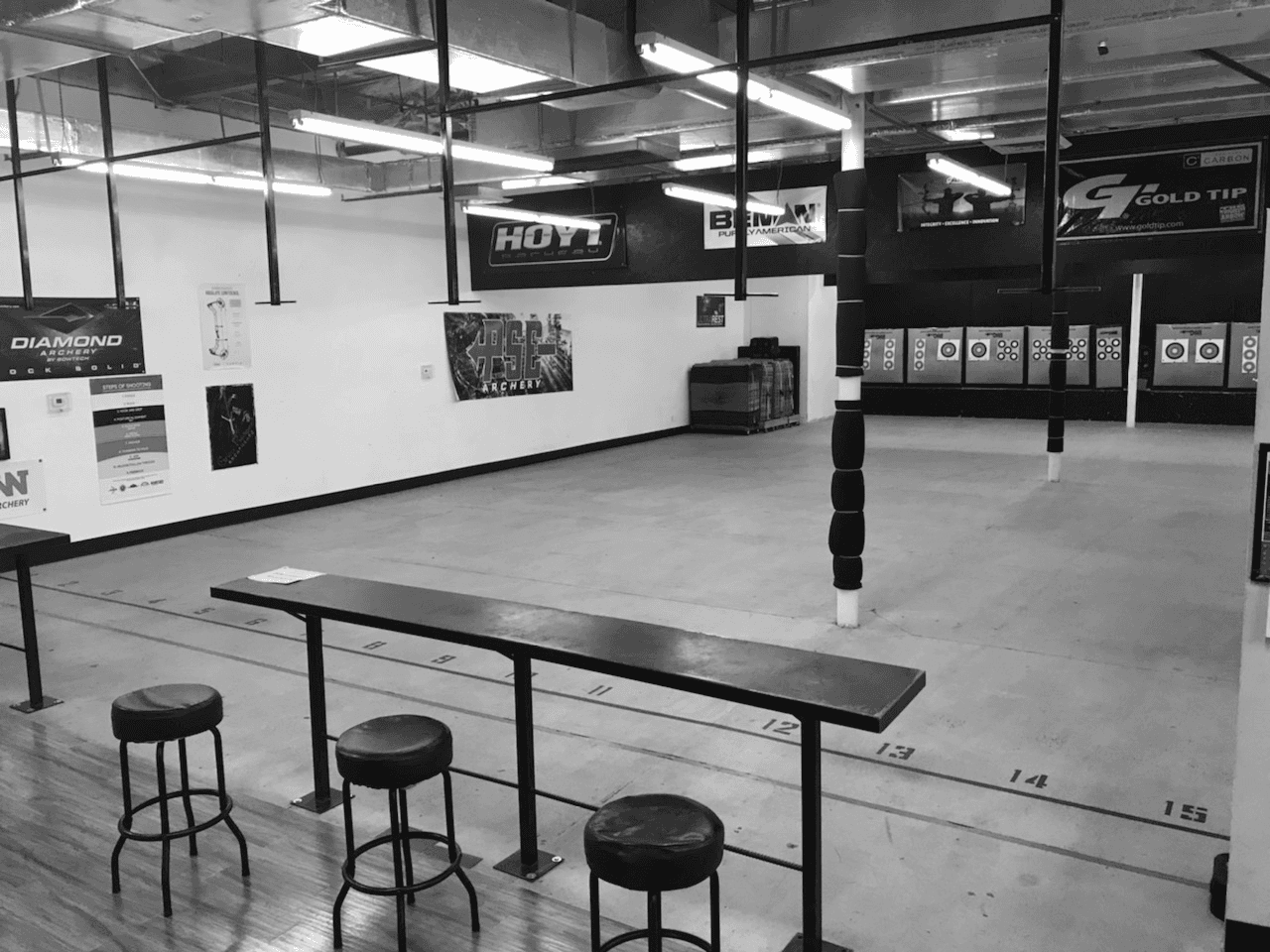 Timber Mesa indoor archery range with targets